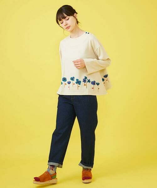 Jocomomola / ホコモモラ チノ・ワークパンツ | 刺繍入りデニムストレートパンツ | 詳細10