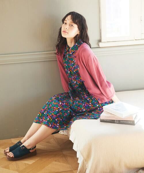 ラメフリル花柄OP continuer de NICE CLAUP/線画花柄ワンピース｜NICE CLAUP/OLIVE