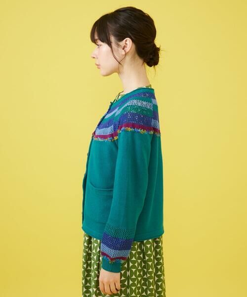 Jocomomola / ホコモモラ カーディガン・ボレロ | クラフトニット ボーダーメッシュ編みカーディガン | 詳細2