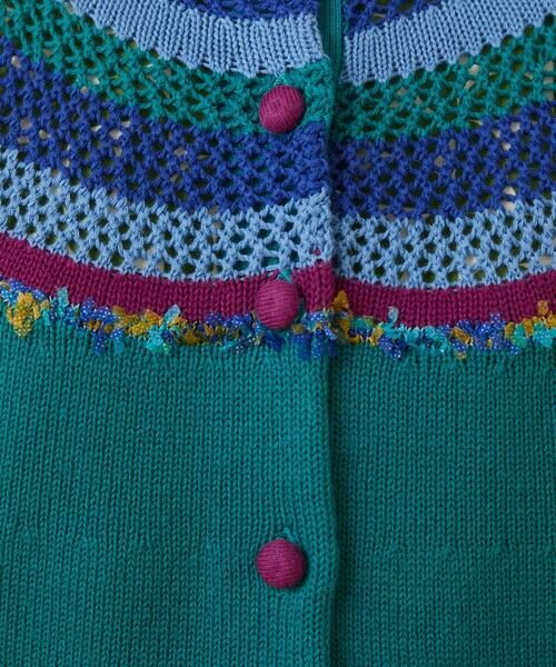 Jocomomola / ホコモモラ カーディガン・ボレロ | クラフトニット ボーダーメッシュ編みカーディガン | 詳細5