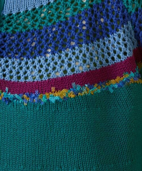 Jocomomola / ホコモモラ カーディガン・ボレロ | クラフトニット ボーダーメッシュ編みカーディガン | 詳細8