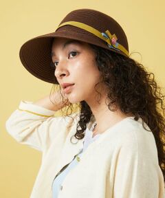 Jocomomola / ホコモモラ キャップ | 配色リボンアクセントストローキャップ