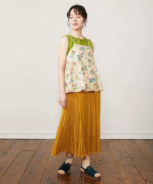 Jocomomola / ホコモモラ タンクトップ | Verde pera プリントバックリボンキャミソール | 詳細10