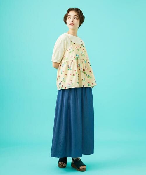 Jocomomola / ホコモモラ タンクトップ | Verde pera プリントバックリボンキャミソール | 詳細12