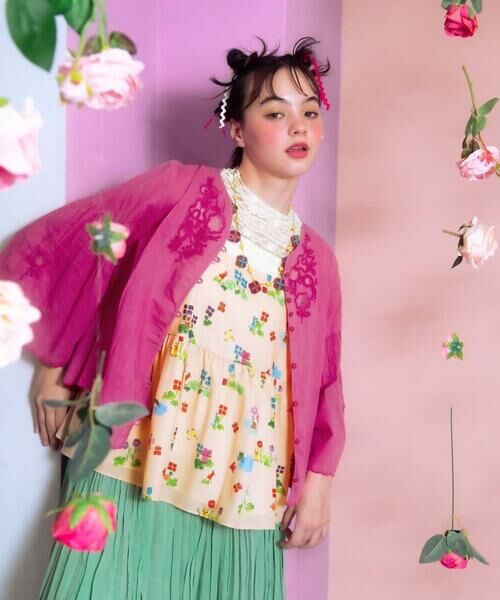 Jocomomola / ホコモモラ タンクトップ | Verde pera プリントバックリボンキャミソール | 詳細13