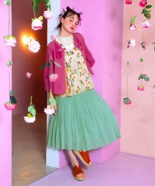 Jocomomola / ホコモモラ タンクトップ | Verde pera プリントバックリボンキャミソール | 詳細14