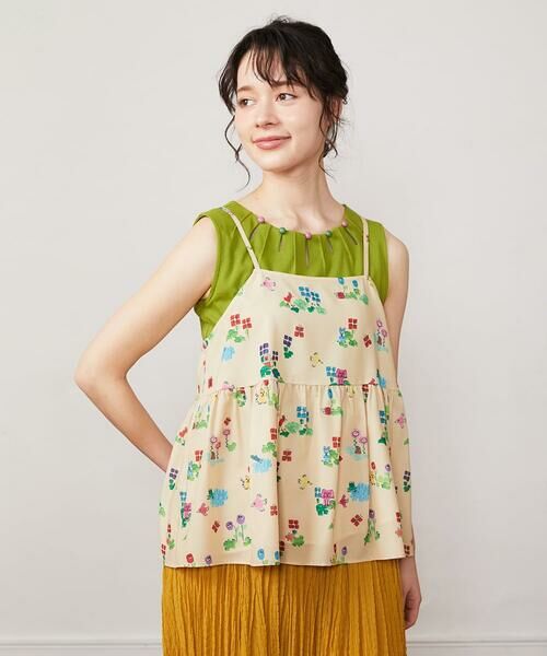 Jocomomola / ホコモモラ タンクトップ | Verde pera プリントバックリボンキャミソール | 詳細2