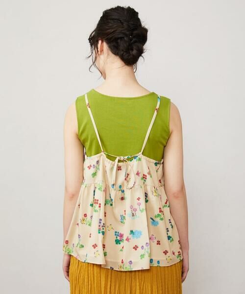 Jocomomola / ホコモモラ タンクトップ | Verde pera プリントバックリボンキャミソール | 詳細4