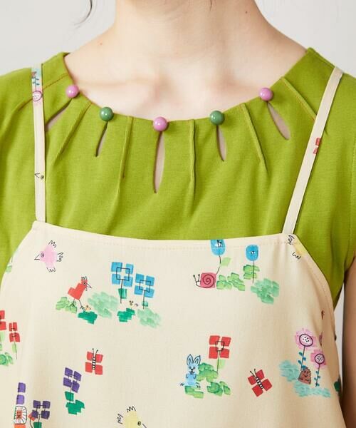 Jocomomola / ホコモモラ タンクトップ | Verde pera プリントバックリボンキャミソール | 詳細5