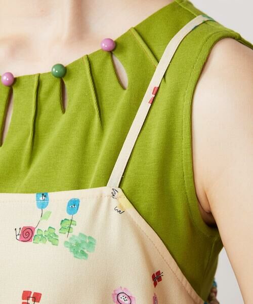 Jocomomola / ホコモモラ タンクトップ | Verde pera プリントバックリボンキャミソール | 詳細6