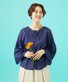 Jocomomola / ホコモモラ シャツ・ブラウス | フラワーメッシュアップリケブラウス