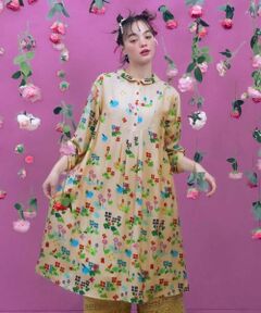 Jocomomola / ホコモモラ ロング・マキシ丈ワンピース | Verde pera プリントシャツワンピース