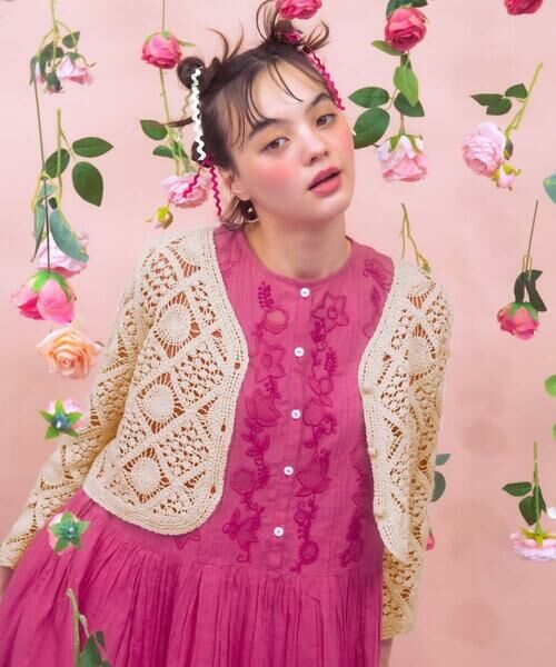 Jocomomola / ホコモモラ ロング・マキシ丈ワンピース | フラワーメッシュアップリケワンピース | 詳細11