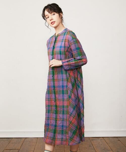 Jocomomola / ホコモモラ ロング・マキシ丈ワンピース | Vistoso シアーチェックシャツワンピース | 詳細1