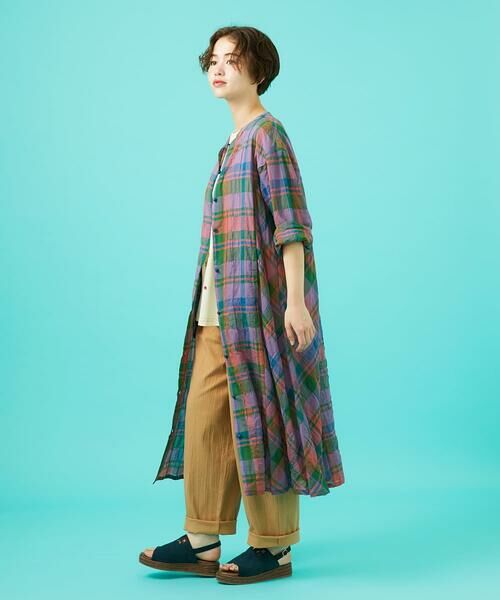 Jocomomola / ホコモモラ ロング・マキシ丈ワンピース | Vistoso シアーチェックシャツワンピース | 詳細12
