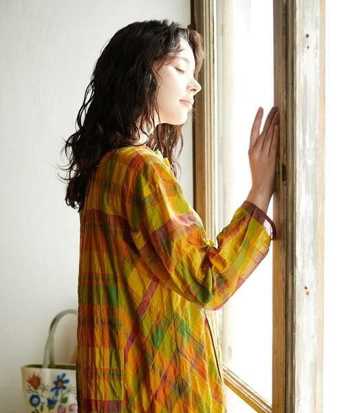 Jocomomola / ホコモモラ ロング・マキシ丈ワンピース | Vistoso シアーチェックシャツワンピース | 詳細17