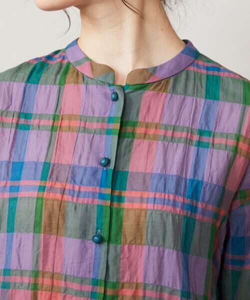 Jocomomola / ホコモモラ ロング・マキシ丈ワンピース | Vistoso シアーチェックシャツワンピース | 詳細4