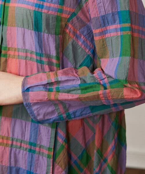 Jocomomola / ホコモモラ ロング・マキシ丈ワンピース | Vistoso シアーチェックシャツワンピース | 詳細6