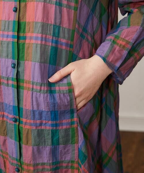 Jocomomola / ホコモモラ ロング・マキシ丈ワンピース | Vistoso シアーチェックシャツワンピース | 詳細7