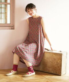 Jocomomola / ホコモモラ ロング・マキシ丈ワンピース | Rojo carmin プリントノースリーブワンピース