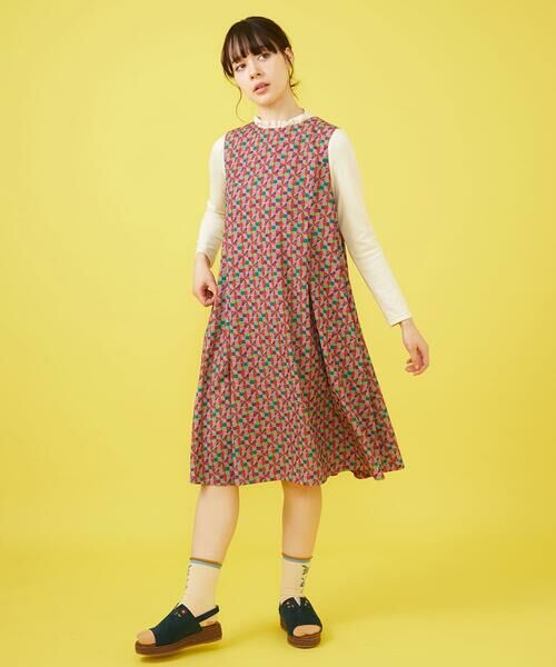 Jocomomola / ホコモモラ ロング・マキシ丈ワンピース | Rojo carmin プリントノースリーブワンピース | 詳細14