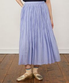 ホコモモラ　今期　デニム　プリーツスカート 日本製】デニムプリーツスカート(ミモレ丈スカート