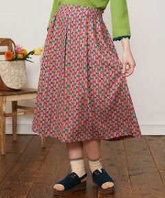 Jocomomola / ホコモモラ ロング・マキシ丈スカート | Rojo carmin プリントフレアスカート