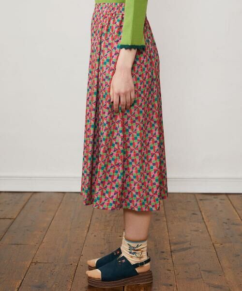 Jocomomola / ホコモモラ ロング・マキシ丈スカート | Rojo carmin プリントフレアスカート | 詳細1