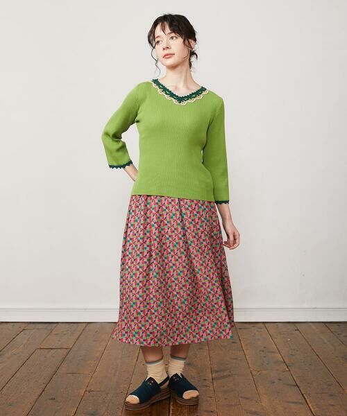 Jocomomola / ホコモモラ ロング・マキシ丈スカート | Rojo carmin プリントフレアスカート | 詳細8