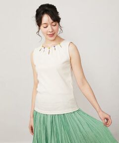 Jocomomola / ホコモモラ カットソー | フライス 配色ボタンタンクトップ