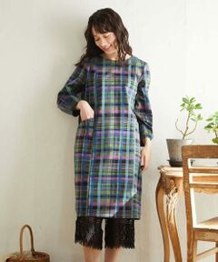 Jocomomola / ホコモモラ ロング・マキシ丈ワンピース | チェックジャカードプルオーバーワンピース