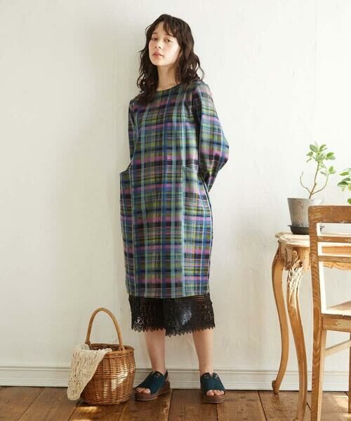 Jocomomola / ホコモモラ ロング・マキシ丈ワンピース | チェックジャカードプルオーバーワンピース | 詳細12