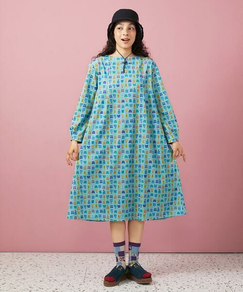 Jocomomola/ホコモモラ Mariposa 蝶々モチーフプリントワンピース ライトブルー M Jocomomola/ホコモモラ Mariposa 蝶々モチーフプリントワンピース ライトブルー M