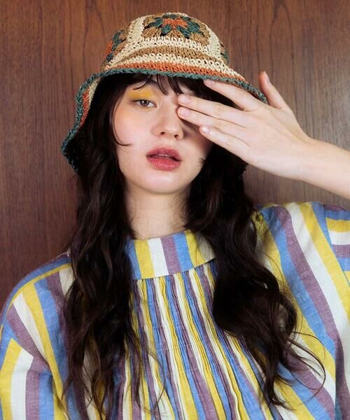 Jocomomola / ホコモモラ キャップ | フラワークロッシェペーパーハット | 詳細12