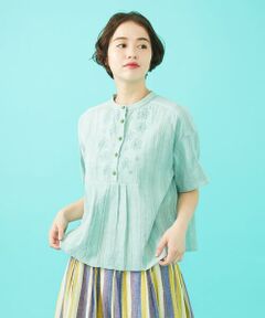 Jocomomola / ホコモモラ シャツ・ブラウス | フラワードビー バンドカラー半袖ブラウス