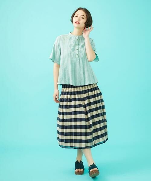 Jocomomola / ホコモモラ シャツ・ブラウス | フラワードビー バンドカラー半袖ブラウス | 詳細9