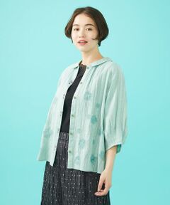 Jocomomola / ホコモモラ シャツ・ブラウス | フラワードビー フラットカラー半端袖ブラウス