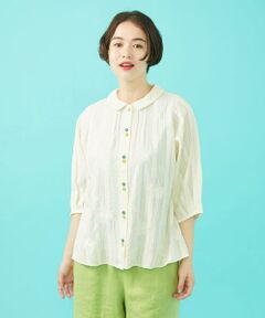 Jocomomola / ホコモモラ シャツ・ブラウス | フラワードビー フラットカラー半端袖ブラウス