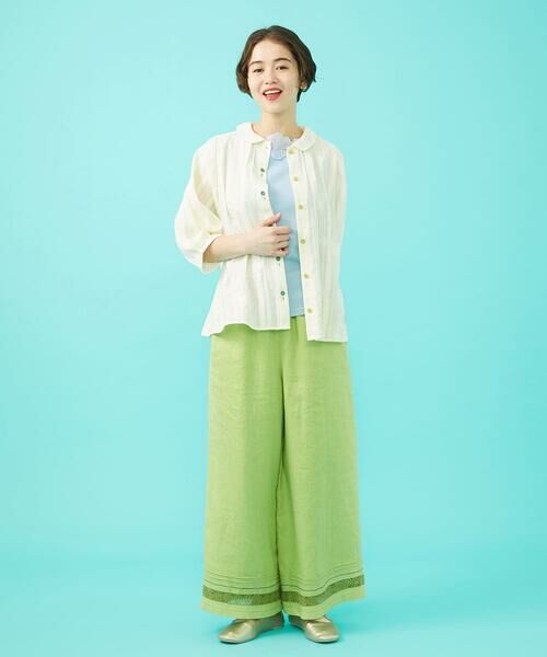 Jocomomola / ホコモモラ シャツ・ブラウス | フラワードビー フラットカラー半端袖ブラウス | 詳細10