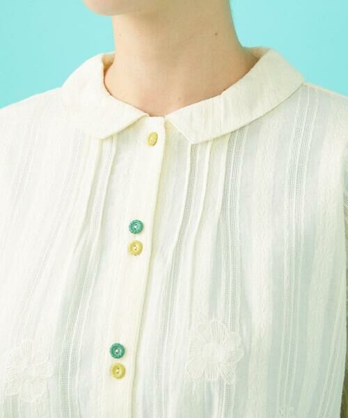 Jocomomola / ホコモモラ シャツ・ブラウス | フラワードビー フラットカラー半端袖ブラウス | 詳細4