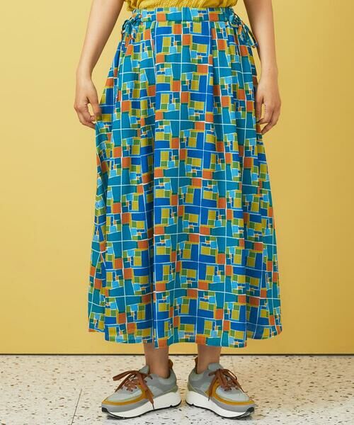 Jocomomola / ホコモモラ ロング・マキシ丈スカート | Amarillo lima プリントサイドリボンスカート | 詳細1