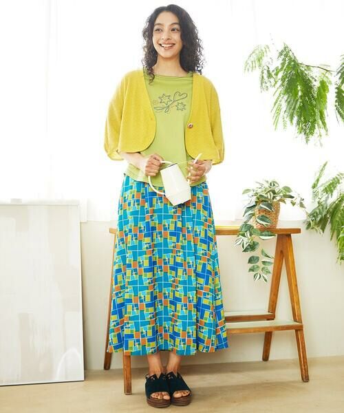 Jocomomola / ホコモモラ ロング・マキシ丈スカート | Amarillo lima プリントサイドリボンスカート | 詳細10