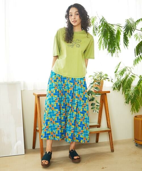 Jocomomola / ホコモモラ ロング・マキシ丈スカート | Amarillo lima プリントサイドリボンスカート | 詳細11