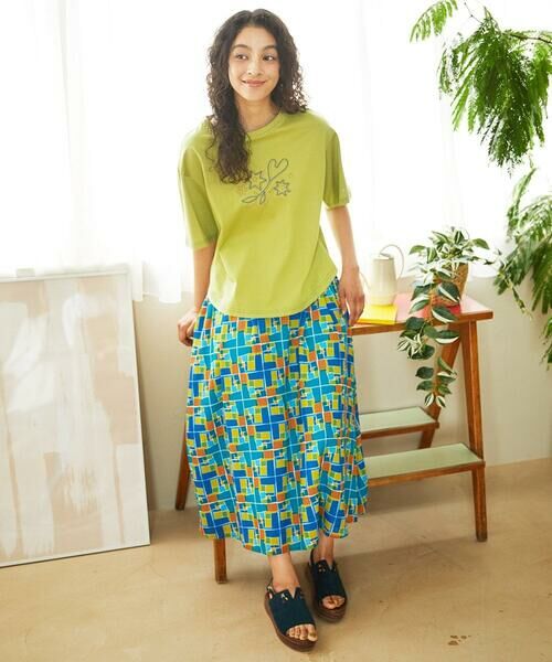 Jocomomola / ホコモモラ ロング・マキシ丈スカート | Amarillo lima プリントサイドリボンスカート | 詳細12