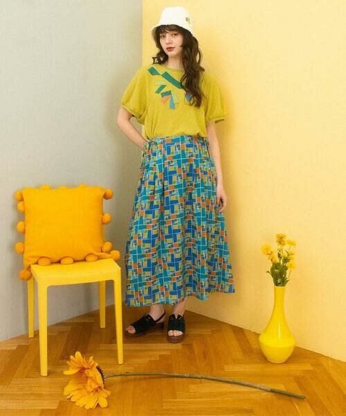 Jocomomola / ホコモモラ ロング・マキシ丈スカート | Amarillo lima プリントサイドリボンスカート | 詳細13
