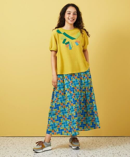 Jocomomola / ホコモモラ ロング・マキシ丈スカート | Amarillo lima プリントサイドリボンスカート | 詳細9