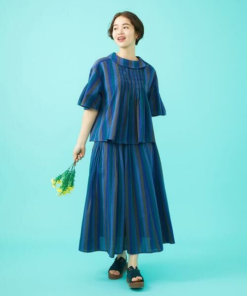 Jocomomola / ホコモモラ ロング・マキシ丈スカート | Raya スモッキングストライプスカート | 詳細10