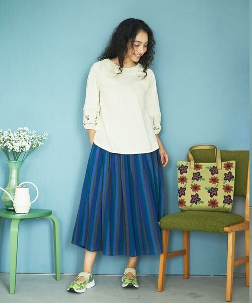 Jocomomola / ホコモモラ ロング・マキシ丈スカート | Raya スモッキングストライプスカート | 詳細11