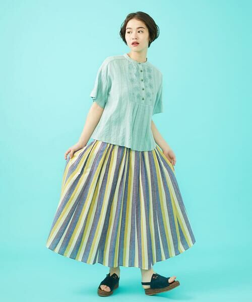 Jocomomola / ホコモモラ ロング・マキシ丈スカート | Raya スモッキングストライプスカート | 詳細15
