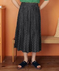 Jocomomola / ホコモモラ ロング・マキシ丈スカート | 【日本製】ダンガリードットプリーツスカート